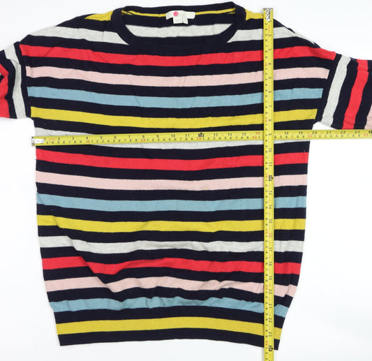 Boden Women Multicoloured Striped Wool Cotton Crew Neck Jumper Size M