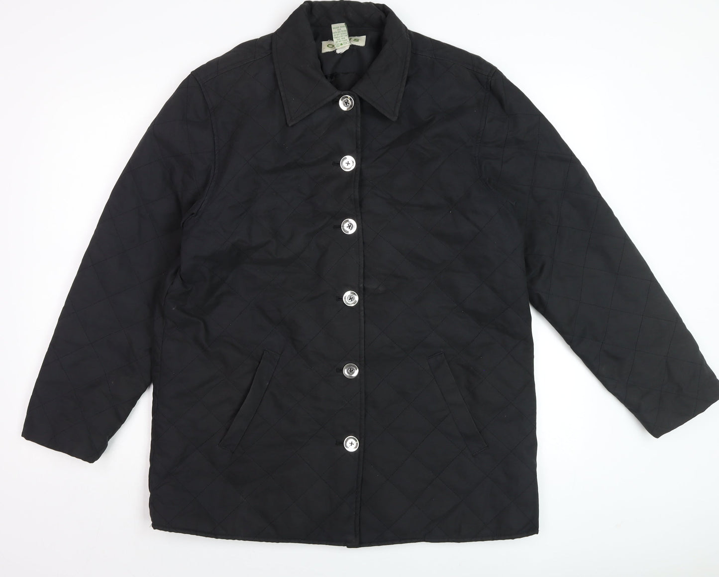 Orvis Mens Black Quilted Mid-Length Jacket M Padded Nylon Polyester