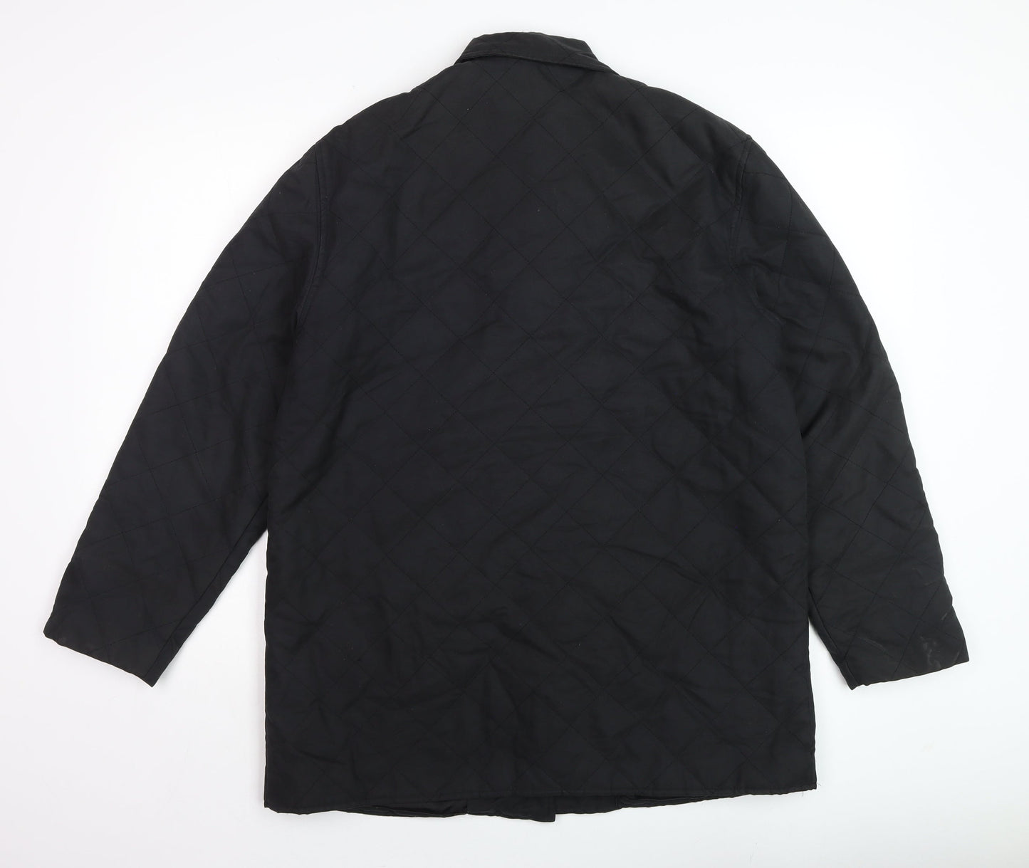 Orvis Mens Black Quilted Mid-Length Jacket M Padded Nylon Polyester