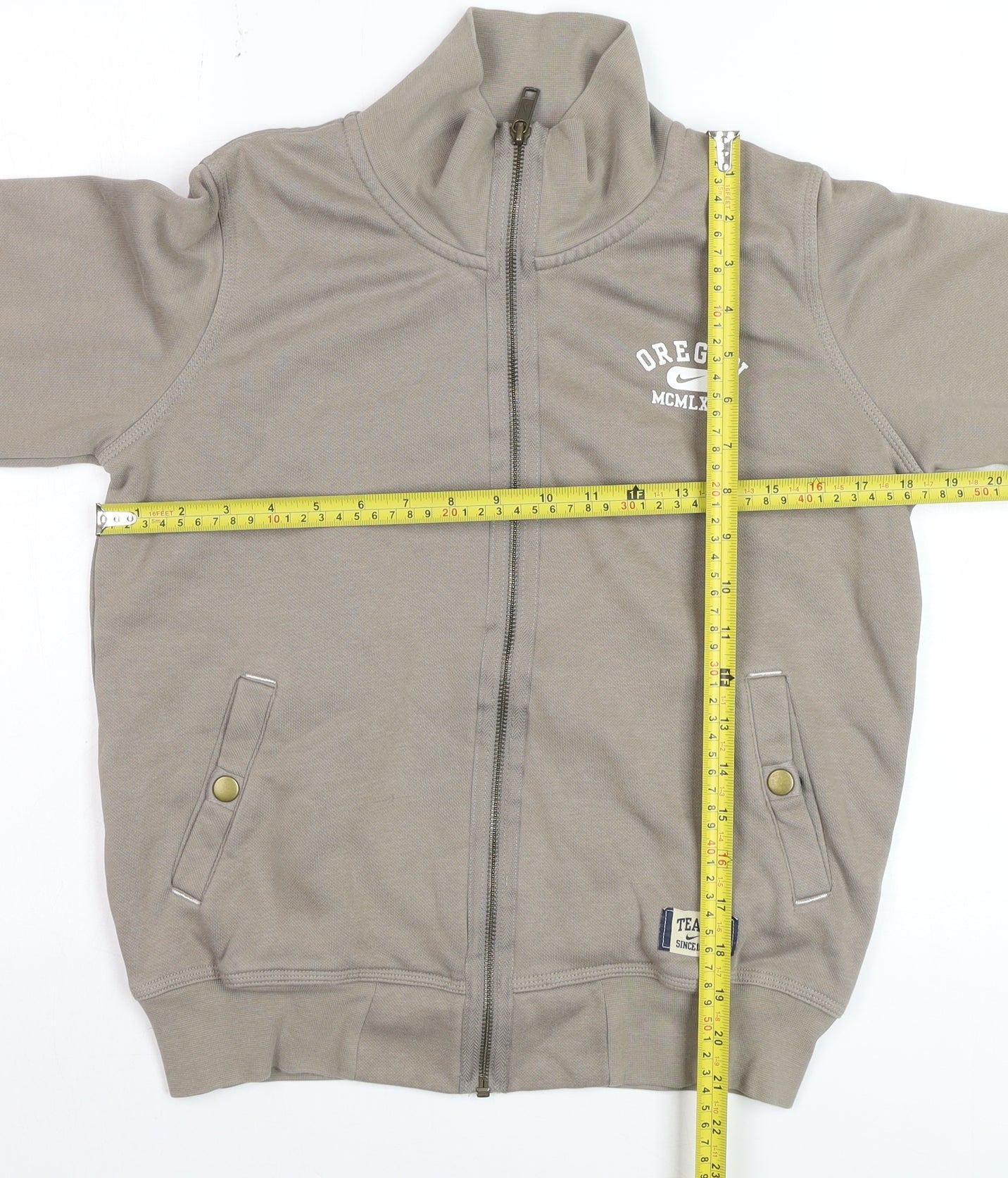 Nike Boys Grey Full Zip Hoodie Size M Oregon Graphic Print Sweatshirt