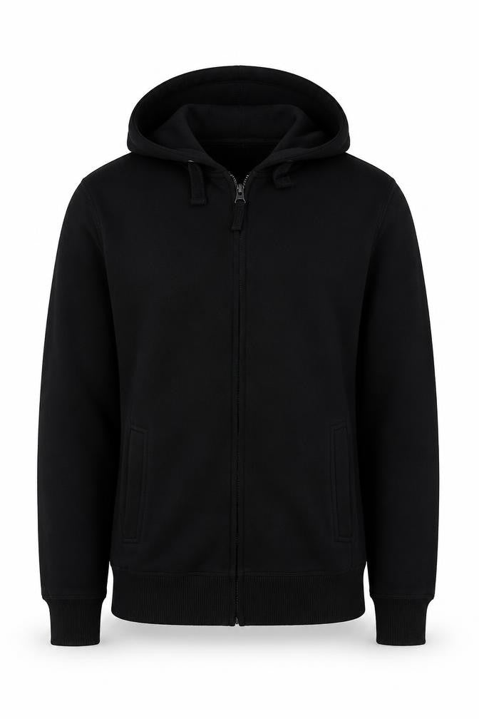 TEX Men's Black Full Zip Fleece Lined Hoodie Size S