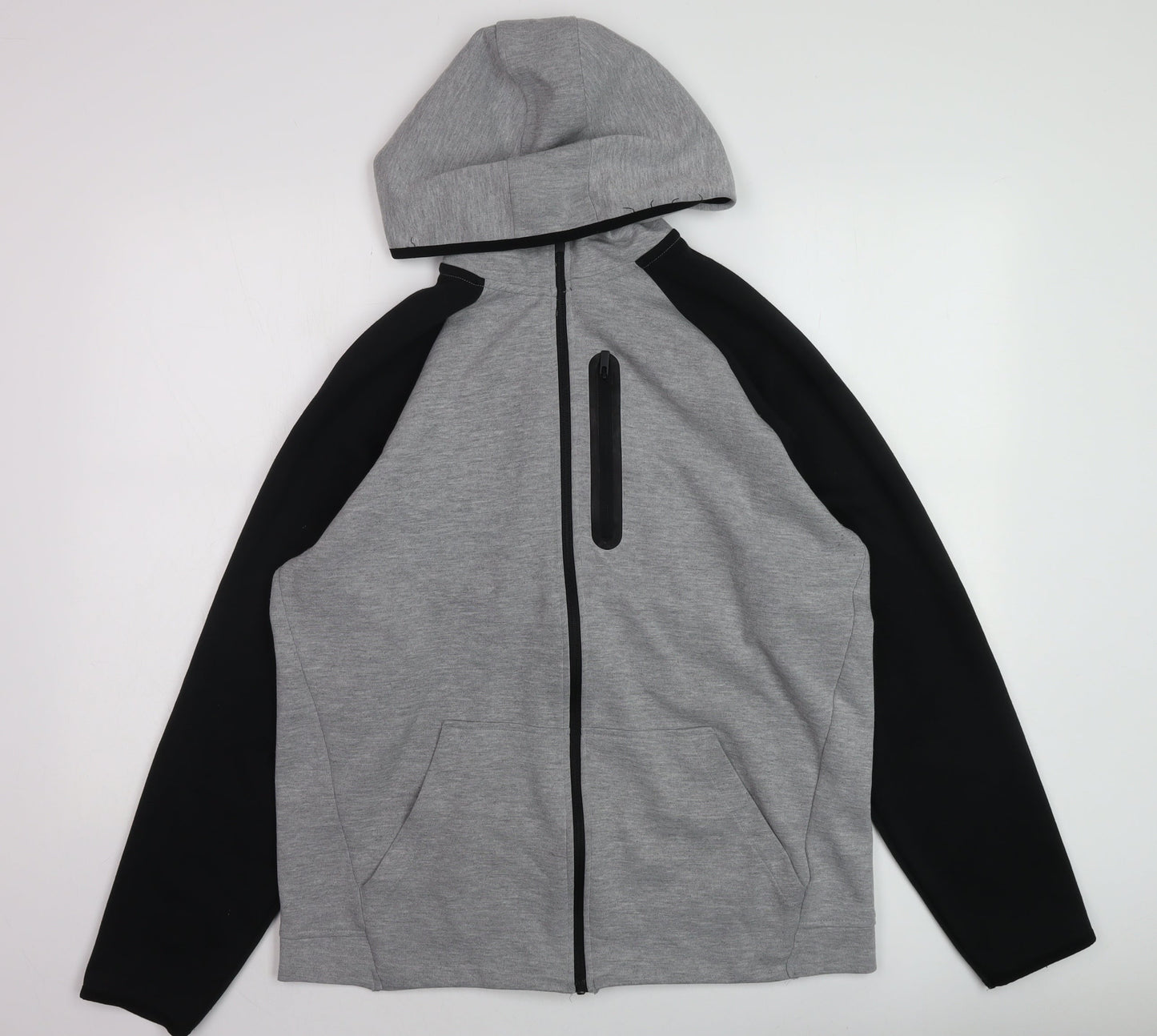 U.S. Athletic Men's Grey Black Full Zip Hoodie Size L Regular Fit