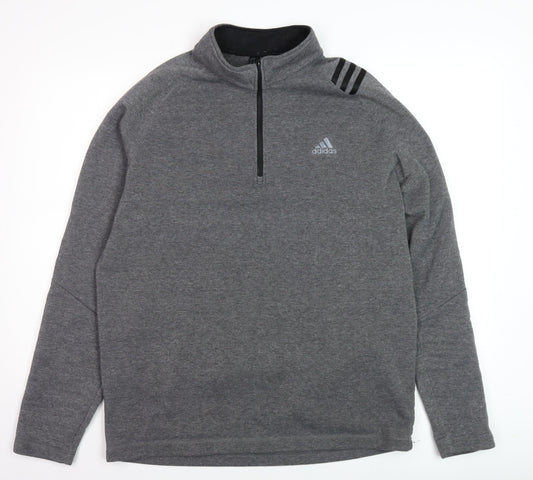 Adidas Men Grey Golf 1/2 Zip Mock Neck Fleece Sweatshirt L