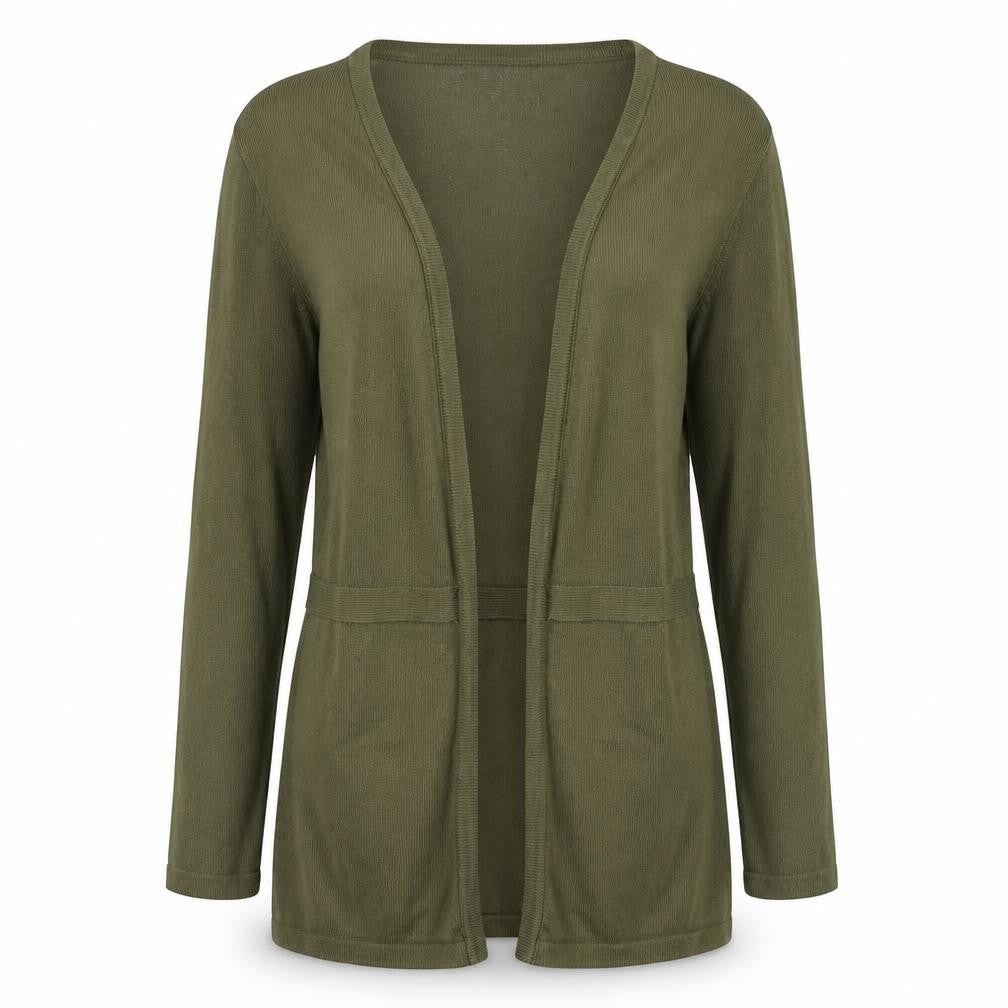 Mexx Women’s Green Cardigan L Lightweight Knit Open 3/4 Sleeve