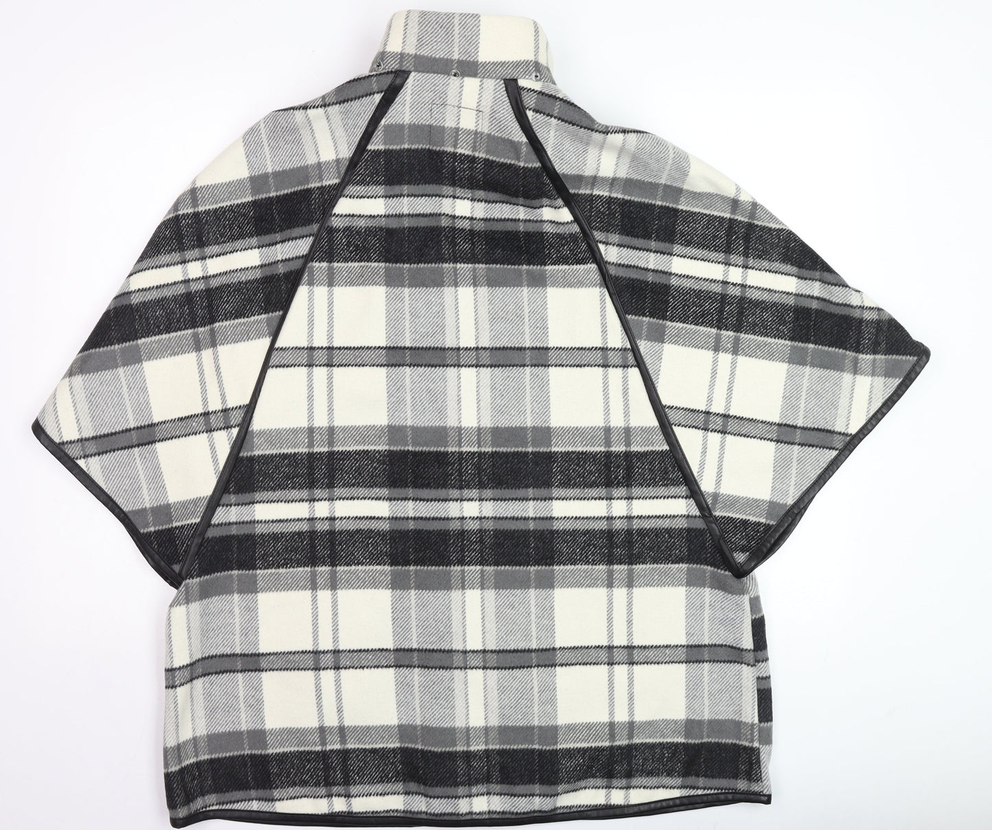 River Island Women's Grey Check Wool Blend Cape Jacket Size S