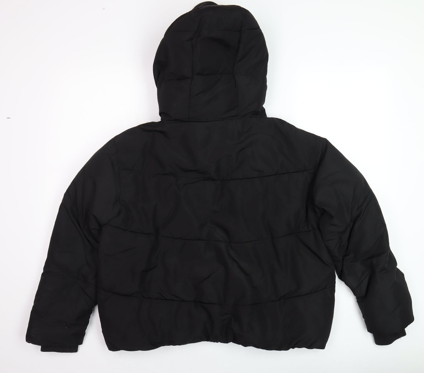ZARA Women’s Black Puffer Jacket Hooded Short Size S