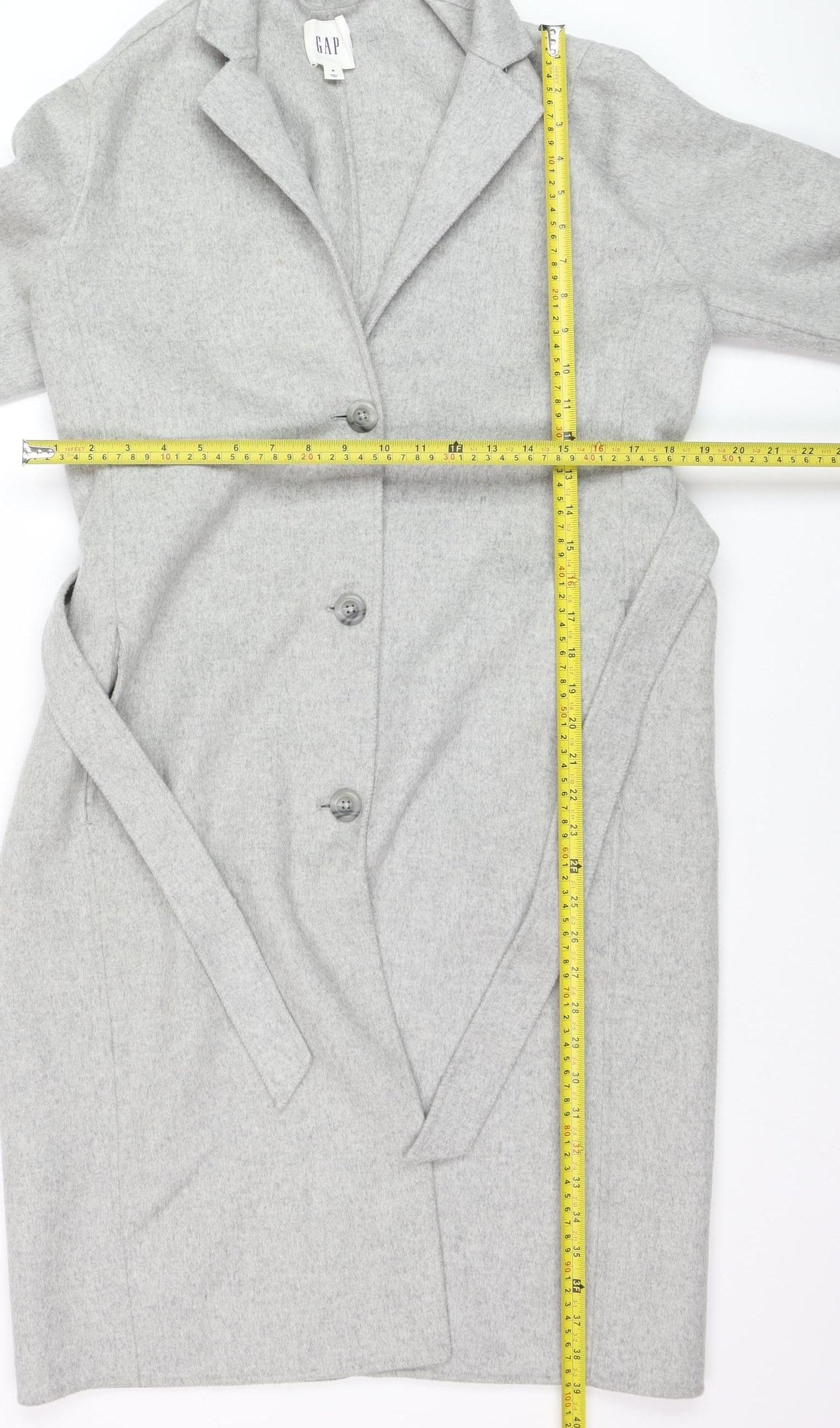 GAP Women’s Grey Wool Blend Long Belted Overcoat Size M