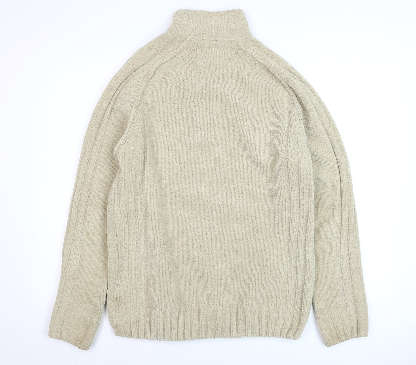 Wolsey Men's Beige 1/2 Zip High Neck Knit Jumper Size M