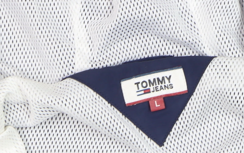 Tommy Hilfiger Men’s Blue White L Hooded Windbreaker Jacket