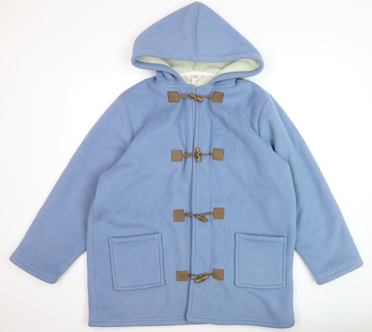 Julipa Women Blue Hooded Fleece Duffle Coat Size 16 Plus