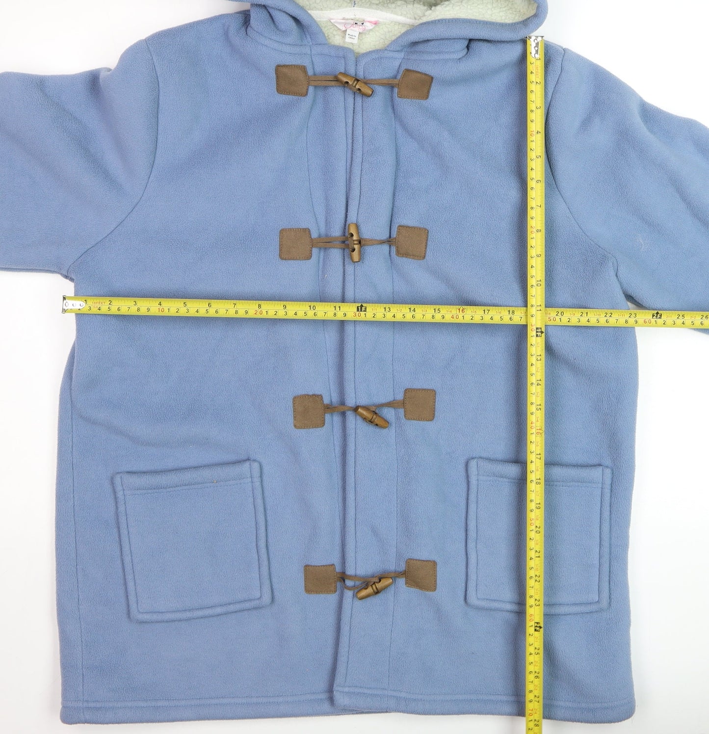 Julipa Women Blue Hooded Fleece Duffle Coat Size 16 Plus