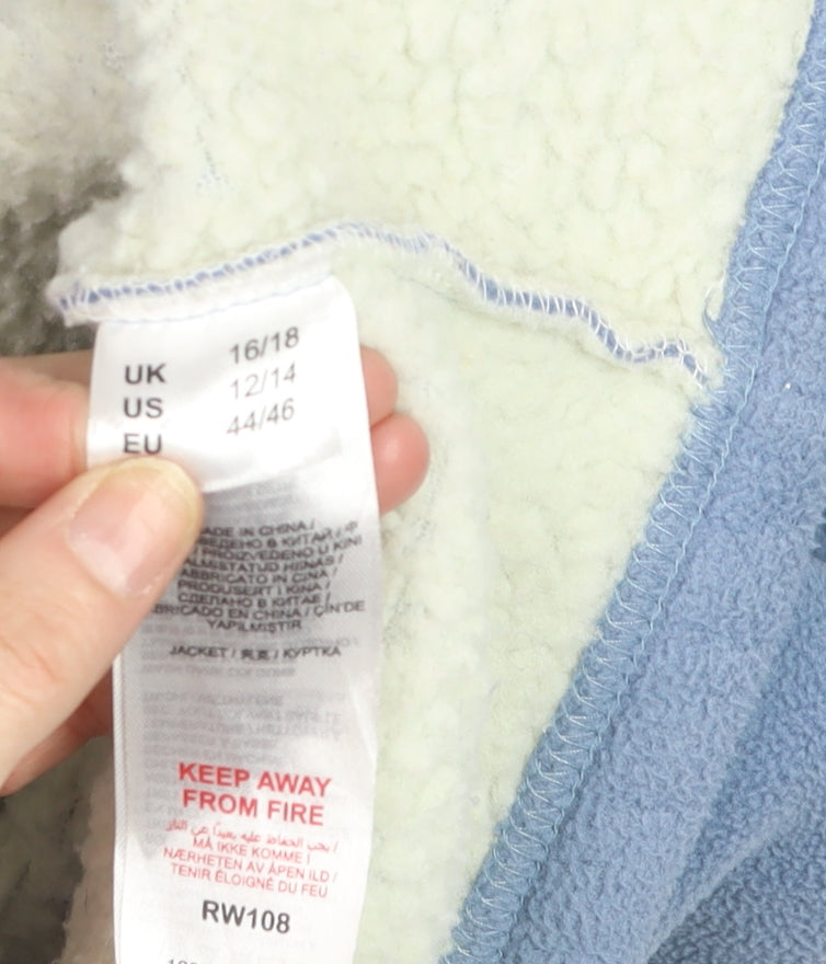 Julipa Women Blue Hooded Fleece Duffle Coat Size 16 Plus