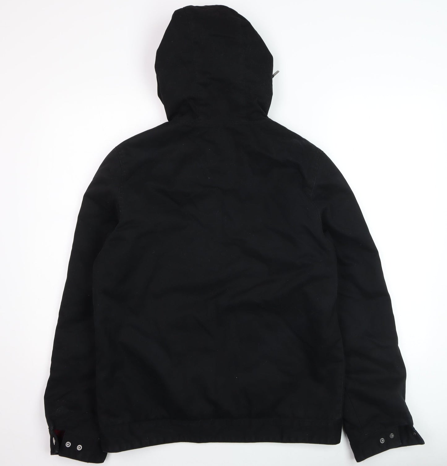 TWO MRK Men’s Black Hooded Full Zip Cotton Blend Casual Jacket Size S