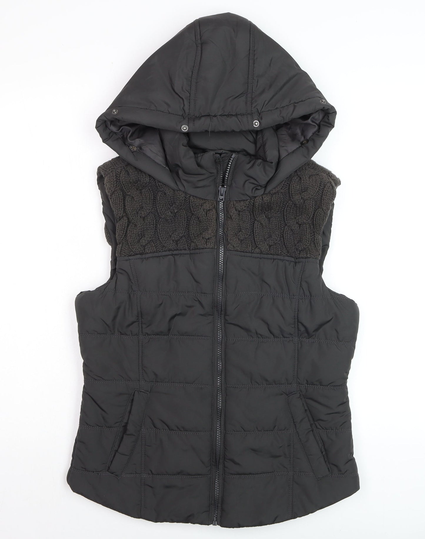 Aéropostale Women's Black Hooded Puffer Waistcoat Size M