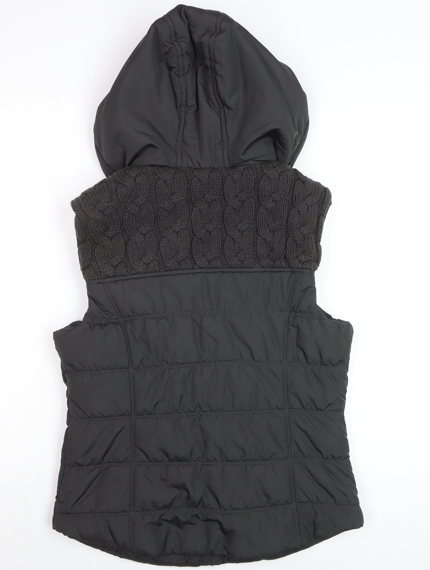 Aéropostale Women's Black Hooded Puffer Waistcoat Size M