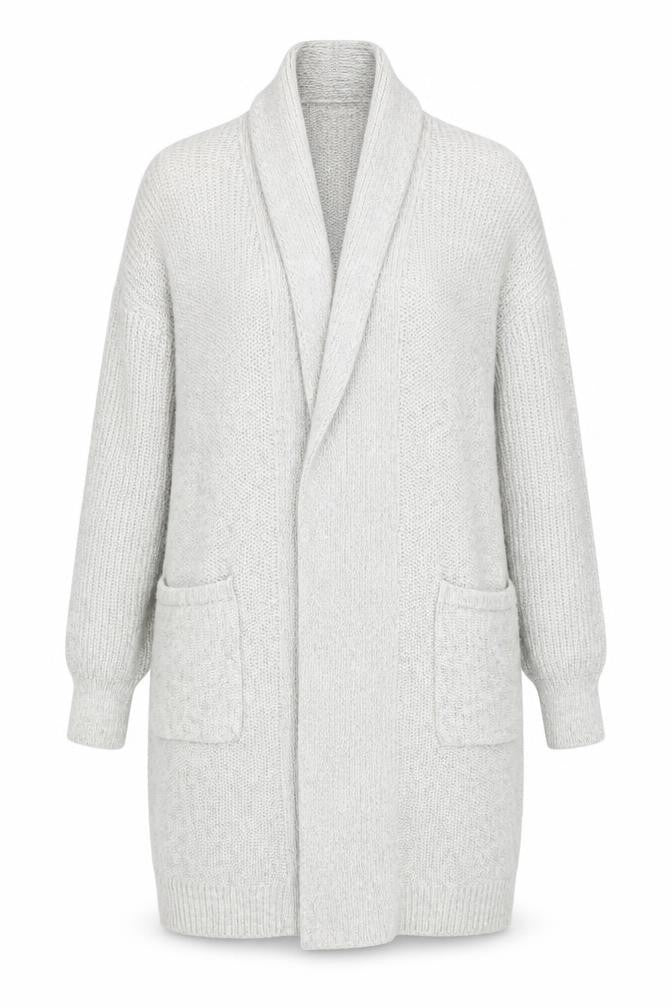 Kaisley Women's Grey Chunky-Knit Longline Cardigan Size S