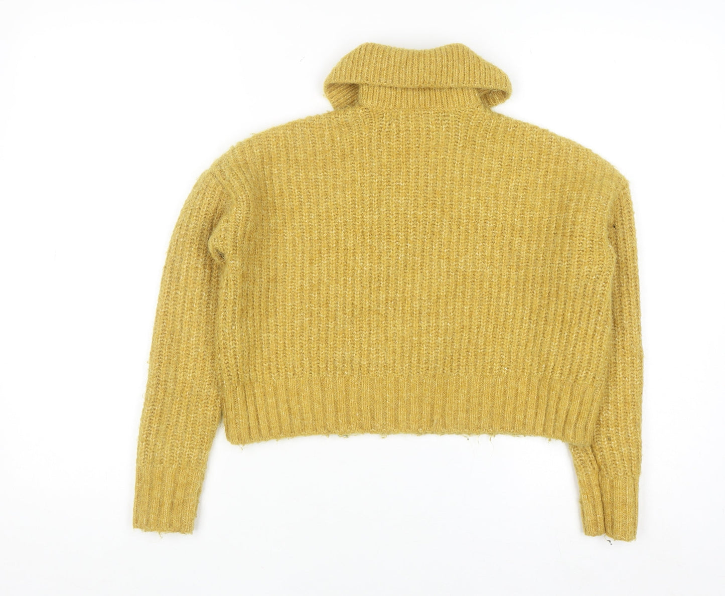 Vero Moda Women Yellow Collared Henley Knit Jumper Size S