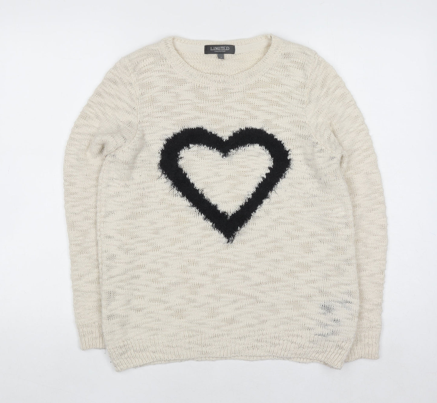 Marks and Spencer Women’s Ivory Heart Knit Jumper Size 10