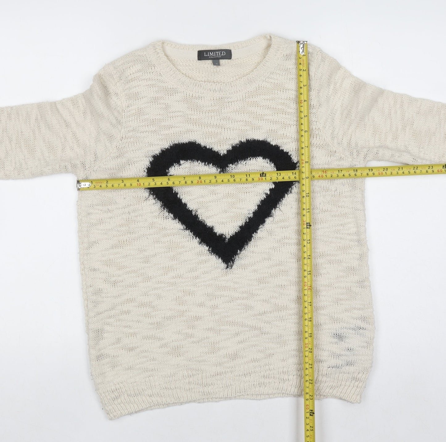 Marks and Spencer Women’s Ivory Heart Knit Jumper Size 10