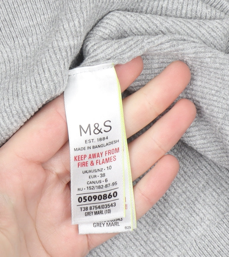 Marks and Spencer Women Grey Crew Neck Long Sleeve Pullover Jumper Size 10