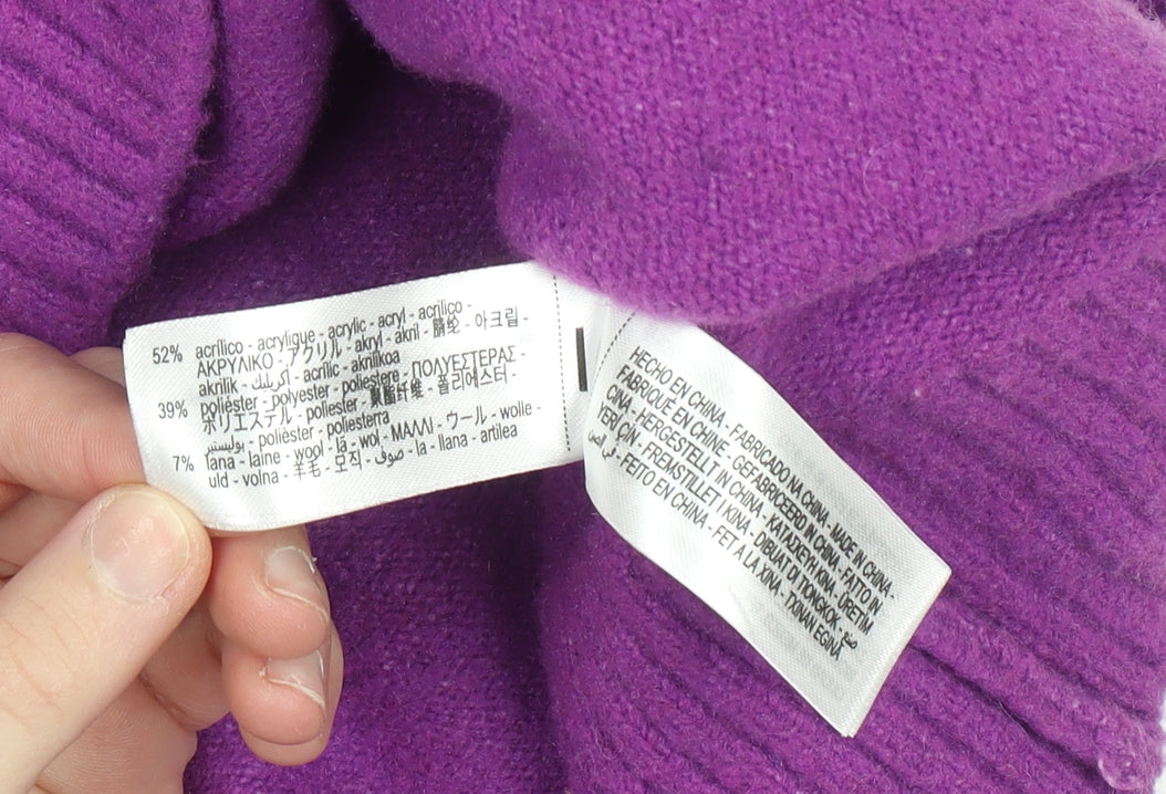 Zara Womens Purple XL Knit Crew Neck Pullover Jumper