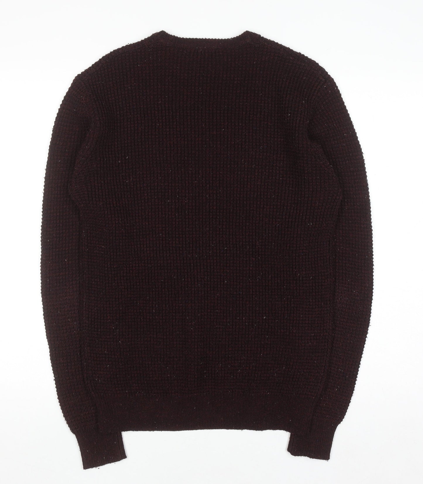 Cedar Wood State Men's Brown Chunky Knit Crew Neck Jumper XS