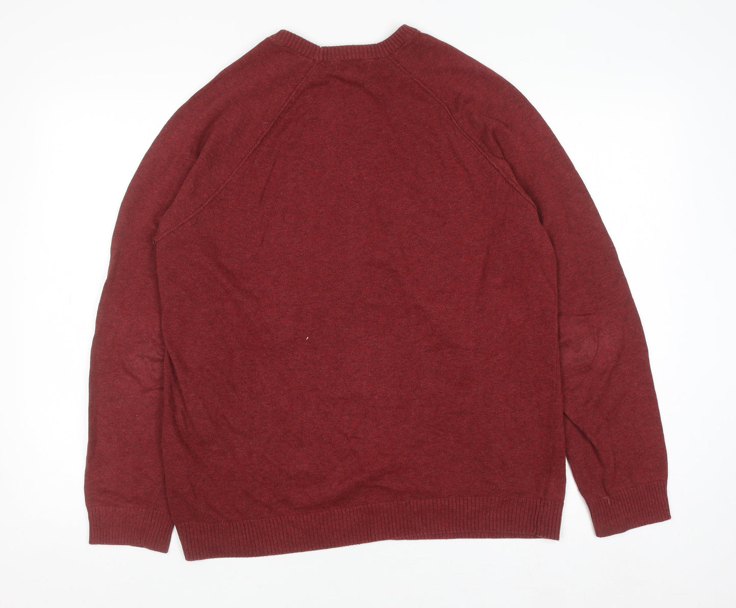 Cotton Traders Men's Brick Red Cotton Crew Neck Jumper Size M