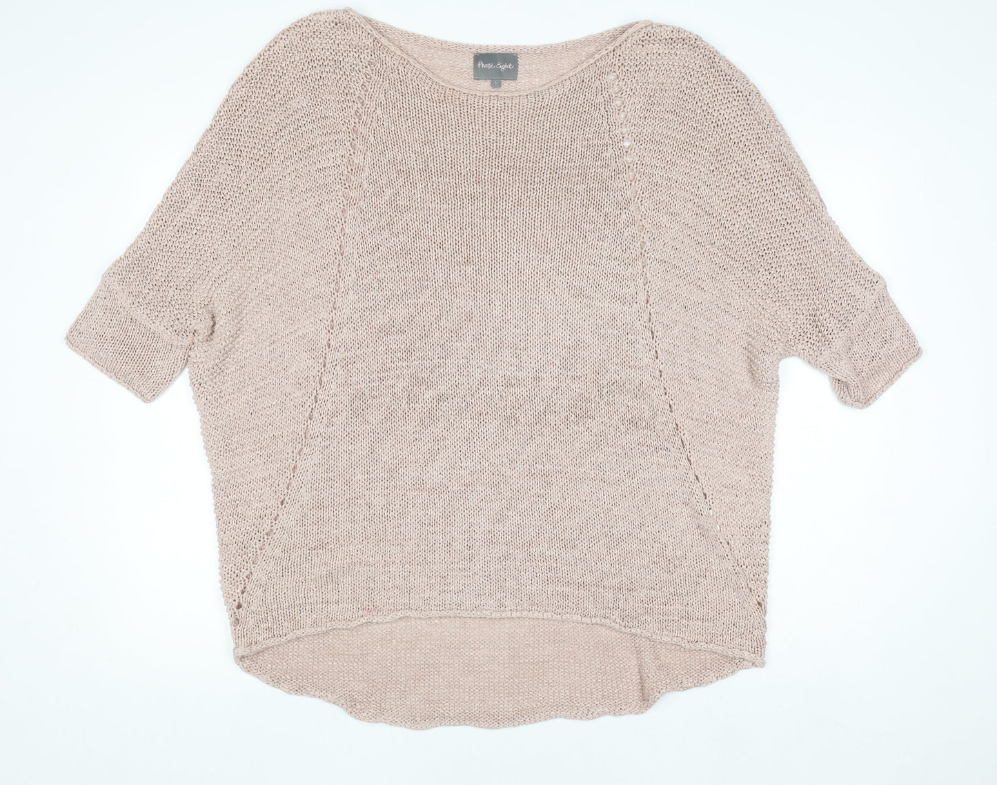 Phase Eight Women Beige Open Knit Short Sleeve Pullover Jumper L