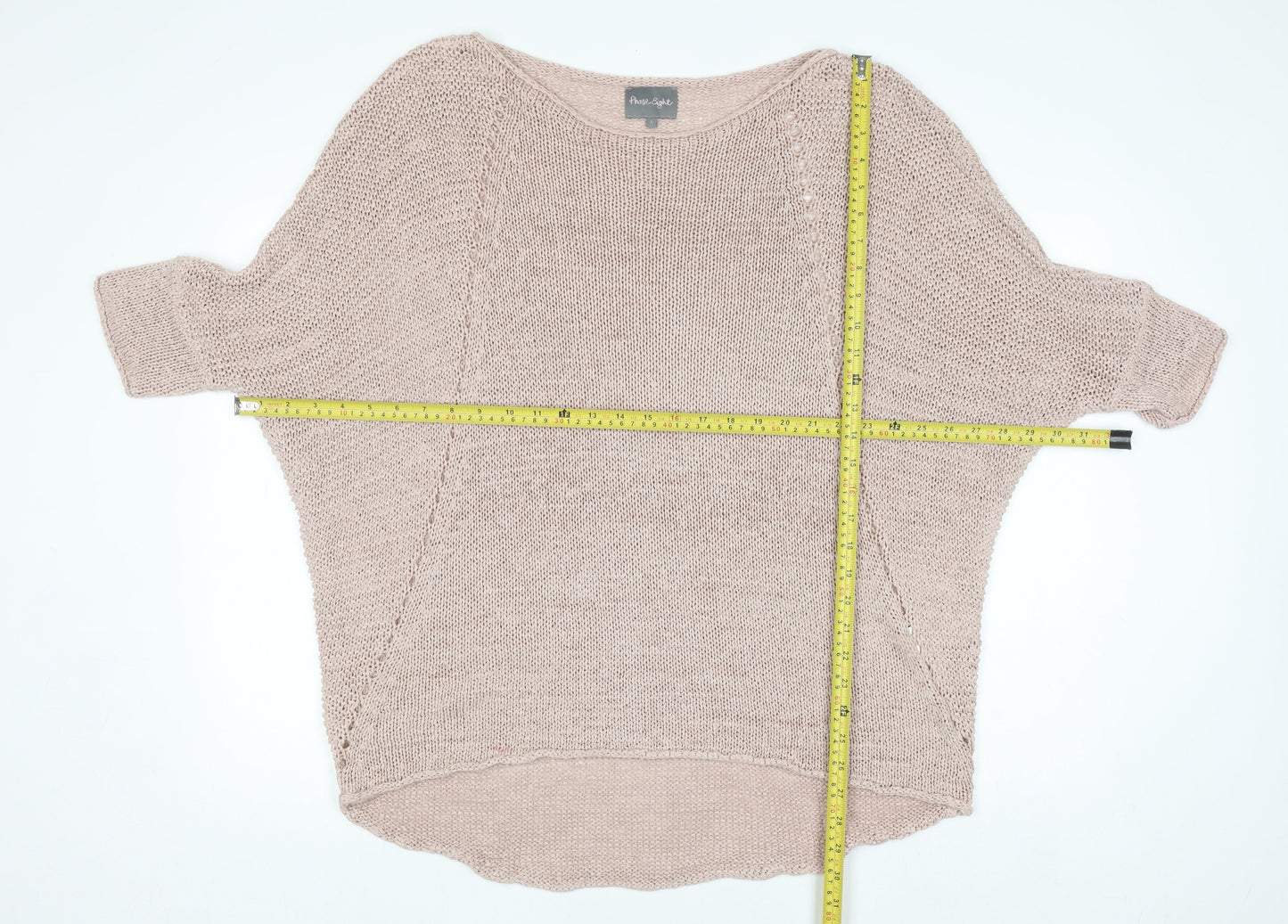 Phase Eight Women Beige Open Knit Short Sleeve Pullover Jumper L