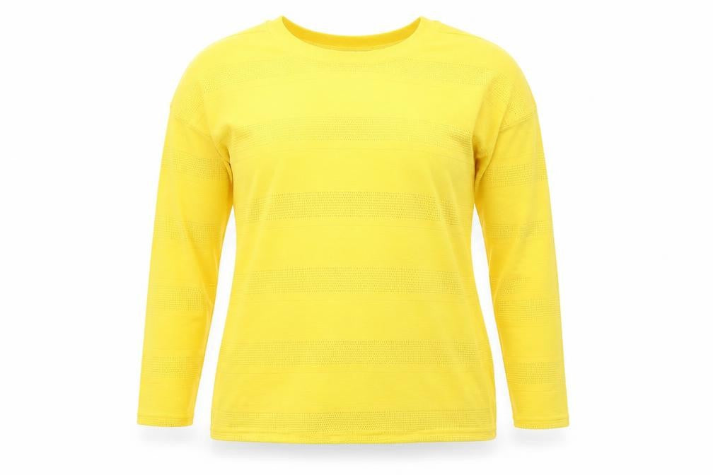 Next Women Yellow Long Sleeve Crew Neck Basic Polyester Top Size 14