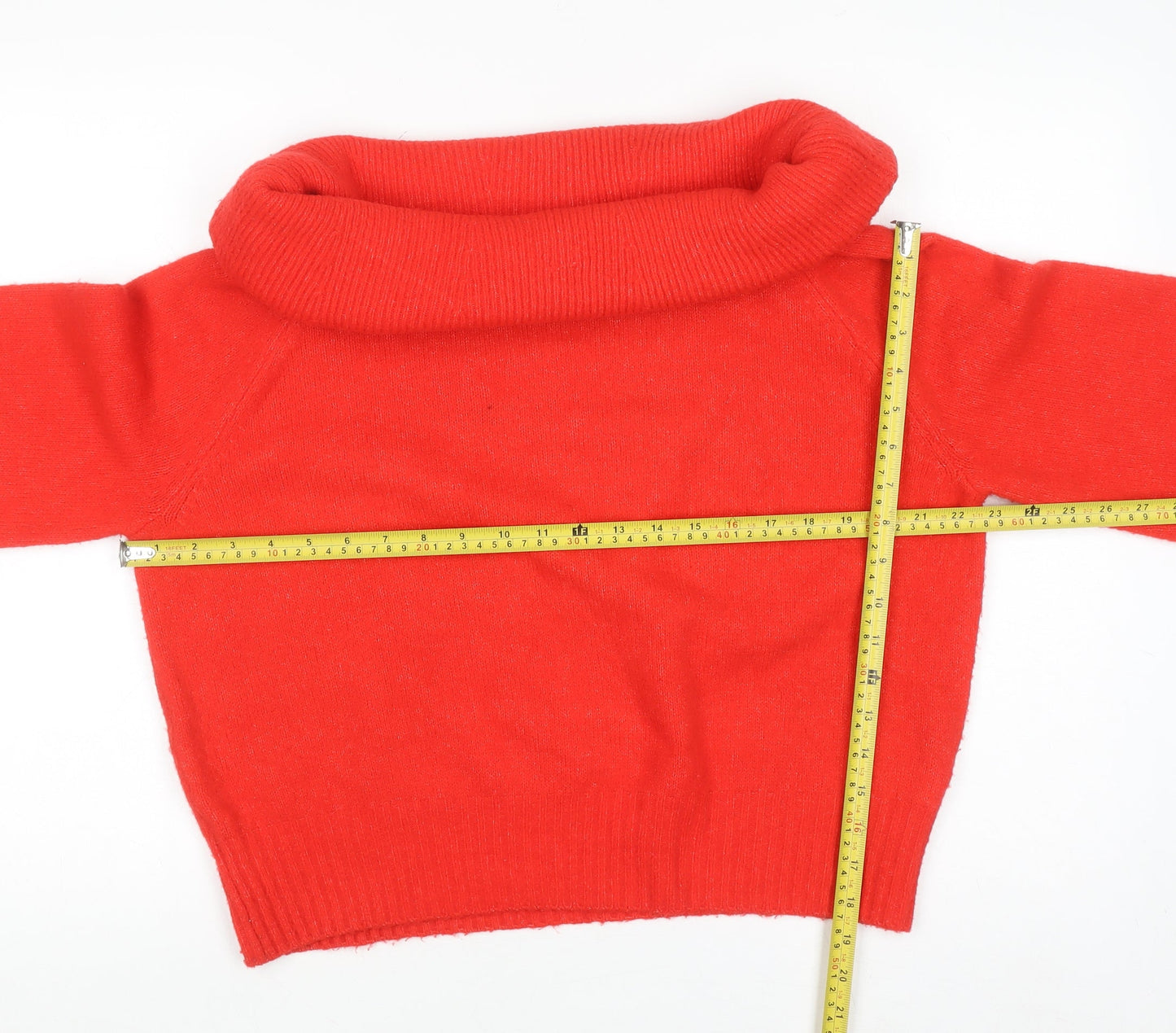H&M Women Red Cowl Neck Long Sleeve Pullover Jumper Size S