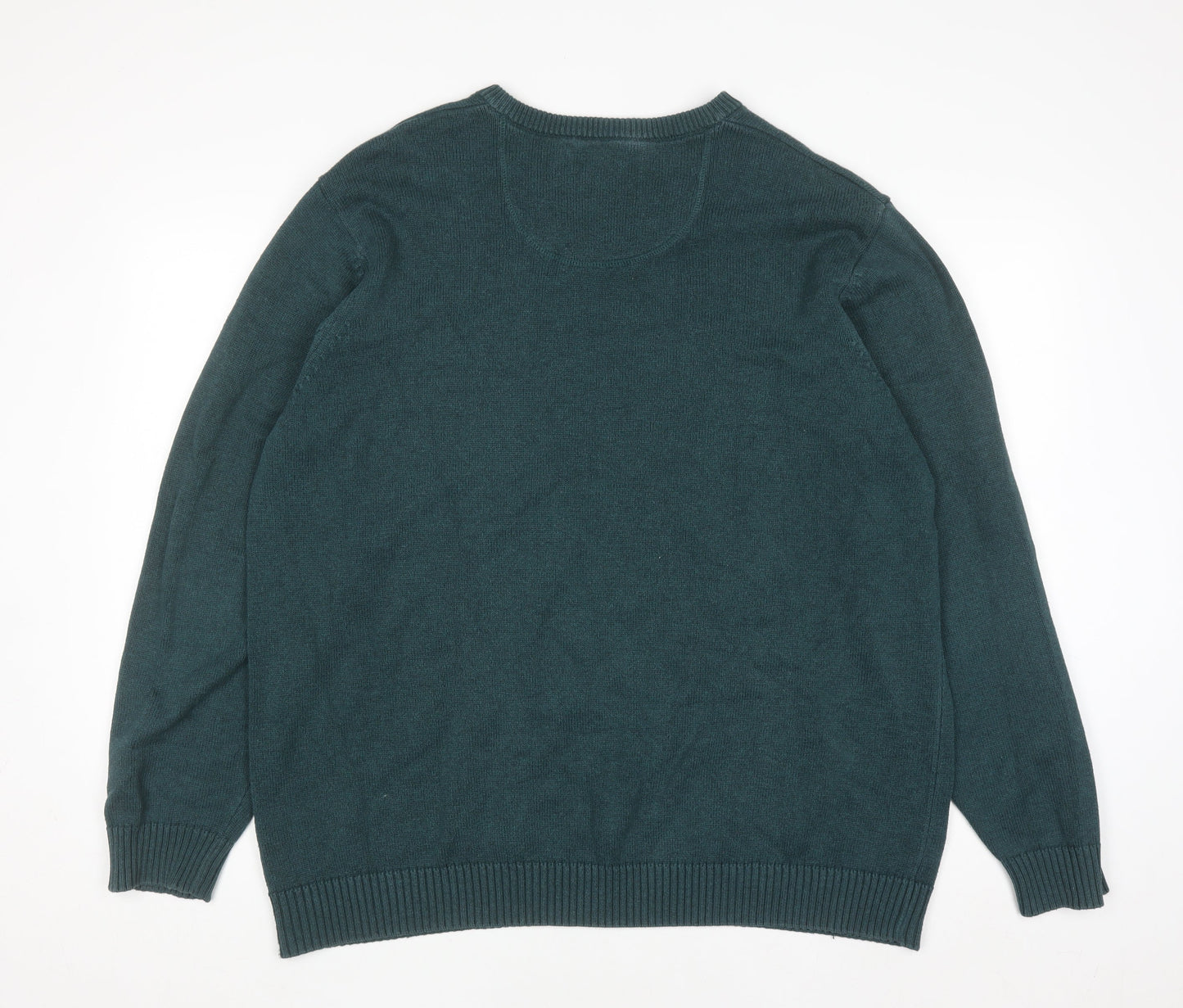 Maine New England Men's Green Cotton V-Neck Jumper XL