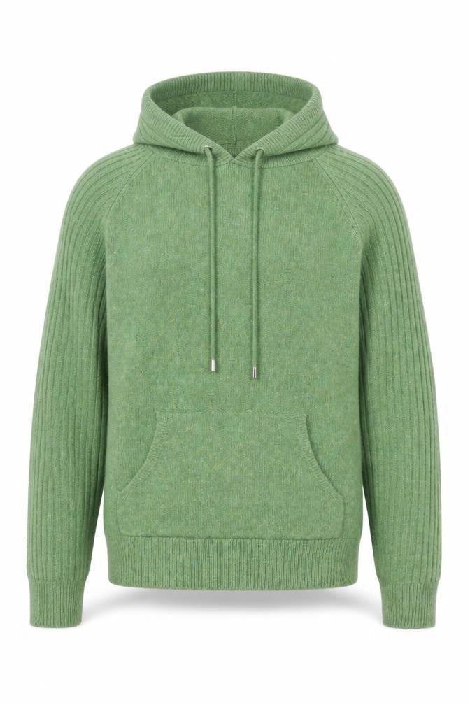 Marks and Spencer Men's Green Knit Pullover Hoodie Size M