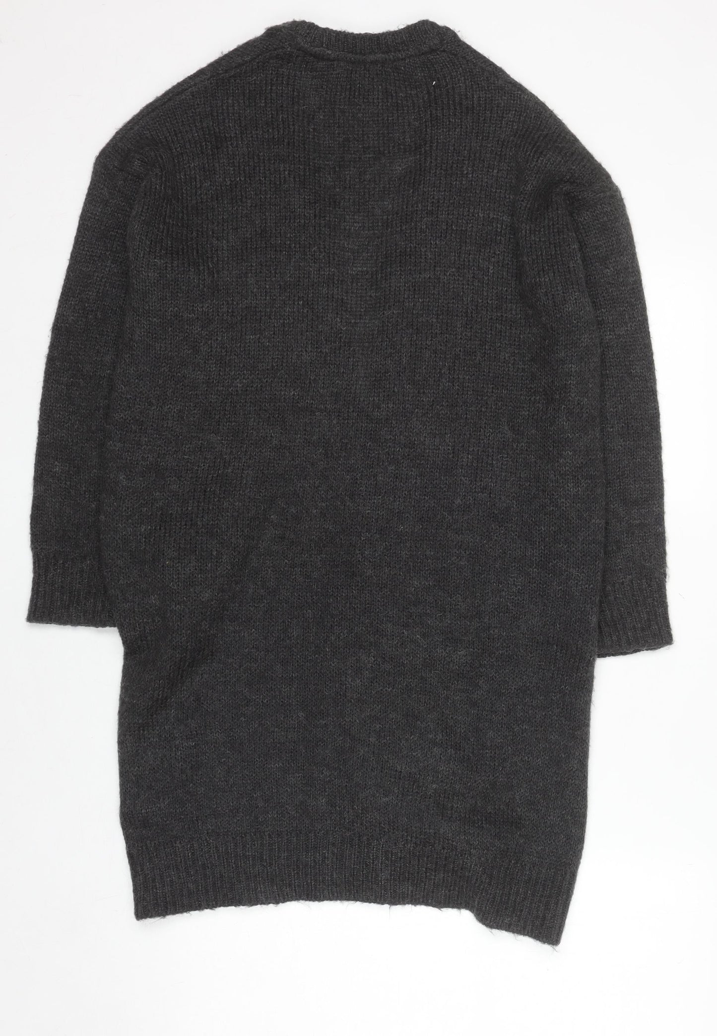 H&M Women’s Black Chunky Knit Mohair Blend Long Cardigan Size S