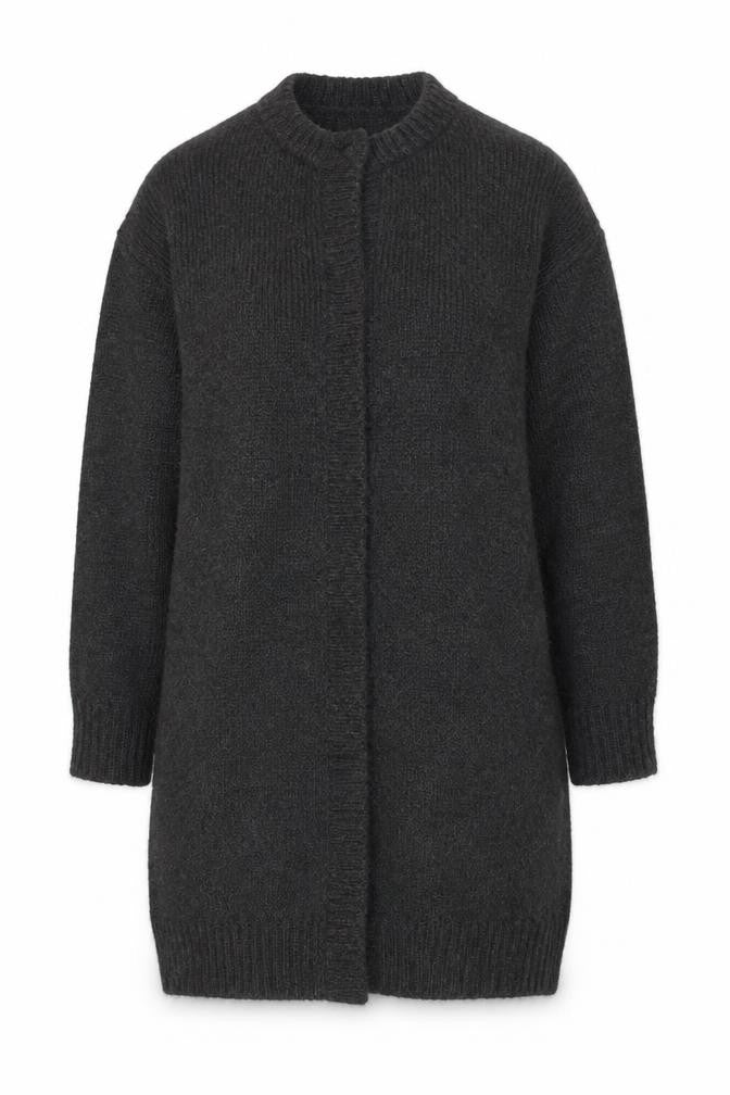 H&M Women’s Black Chunky Knit Mohair Blend Long Cardigan Size S