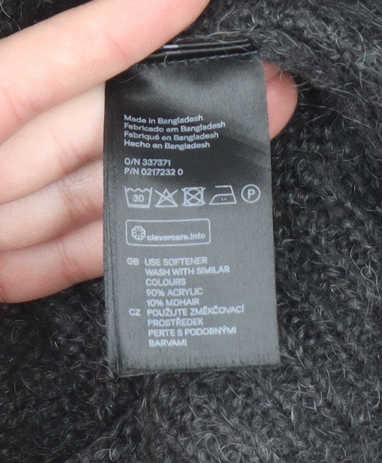 H&M Women’s Black Chunky Knit Mohair Blend Long Cardigan Size S