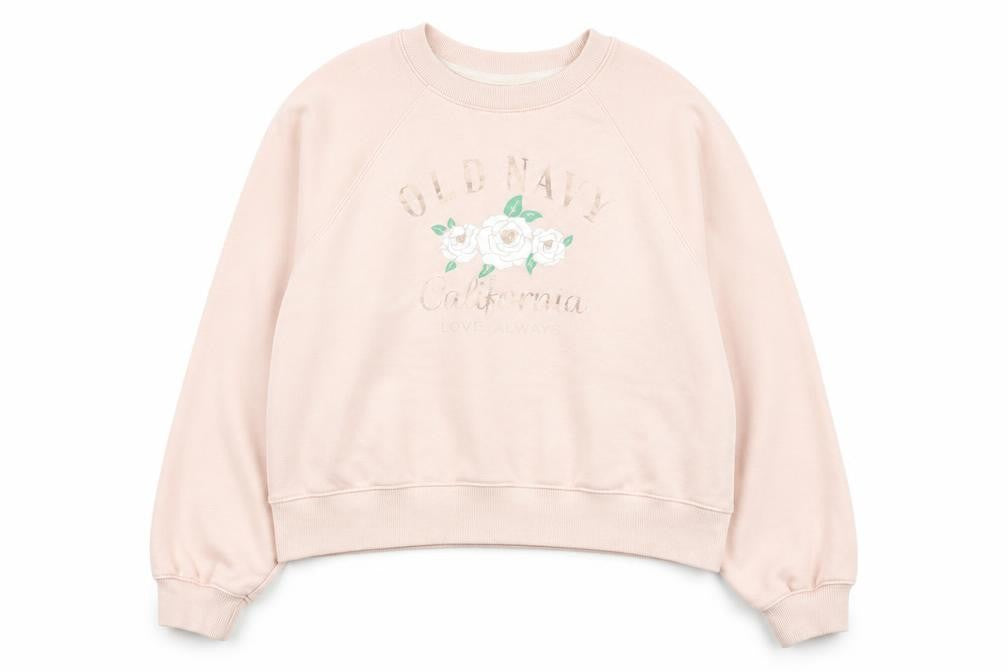 Old Navy Womens Pink XS Pullover Sweatshirt Floral Graphic