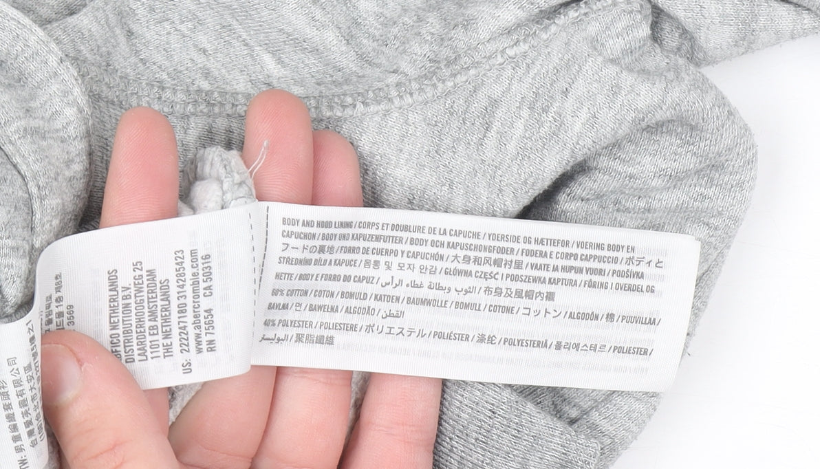Abercrombie Kids Boys Grey Hooded Pullover Hoodie Size 15-16 Years