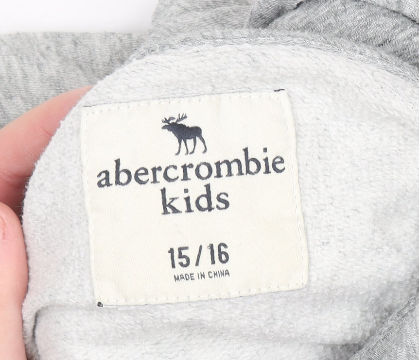 Abercrombie Kids Boys Grey Hooded Pullover Hoodie Size 15-16 Years
