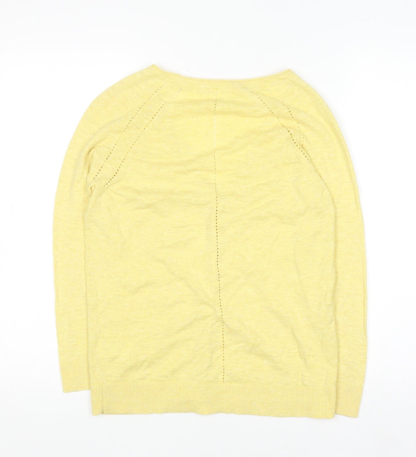 Fat Face Women Yellow Cotton V-Neck Cardigan Size 10