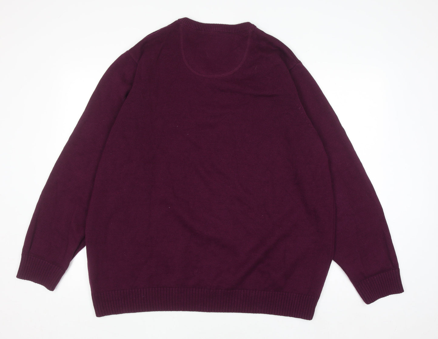 Maine New England Men's Purple V-Neck Cotton Jumper XL