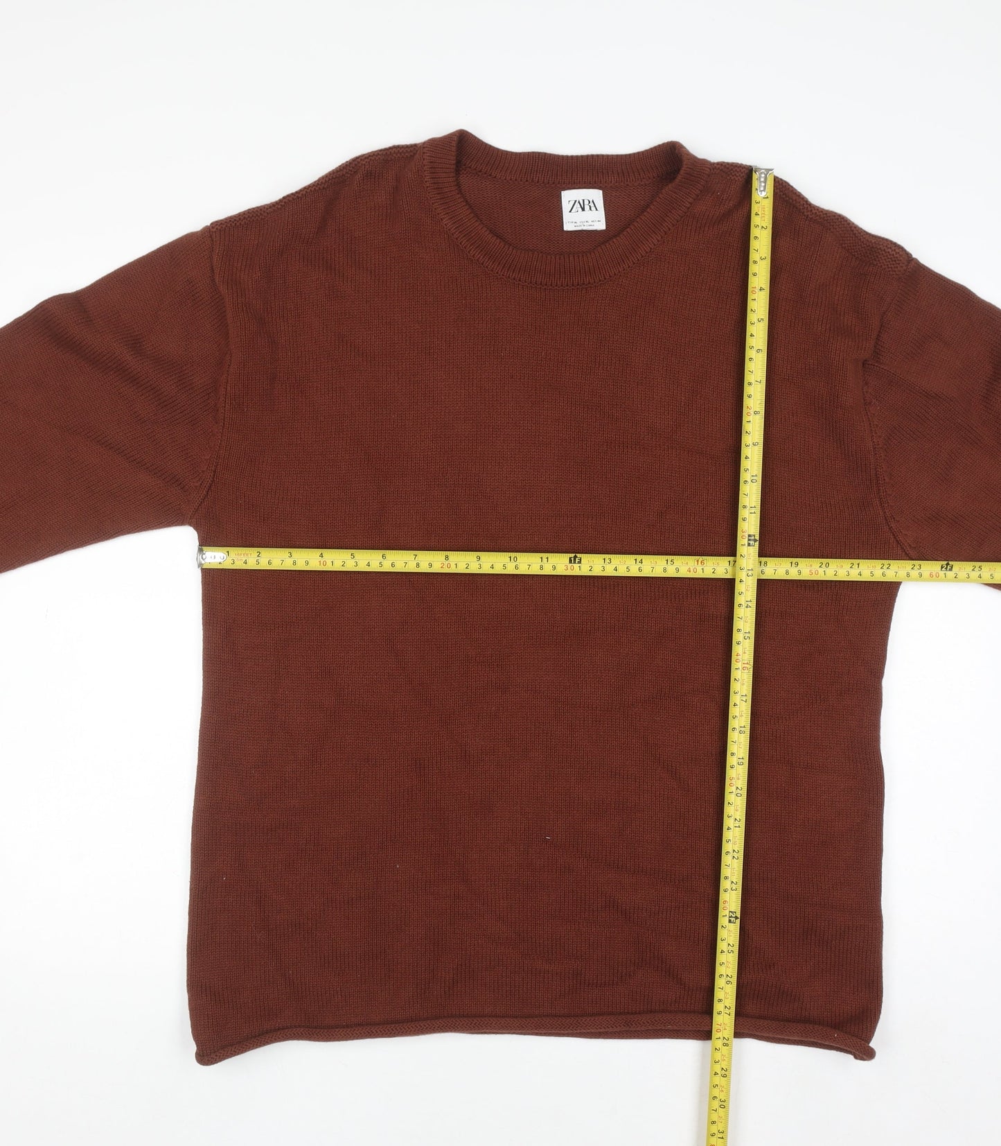 Zara Men's Brown Cotton Crew Neck XL Jumper