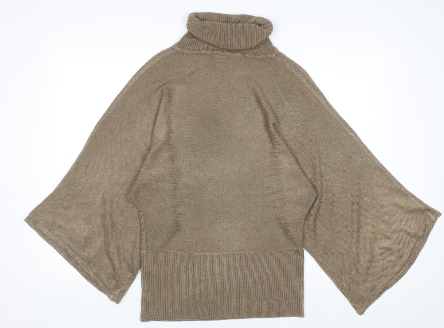 BCBGMAXAZRIA Women Beige Roll Neck Knit Jumper Size S Relaxed Fit