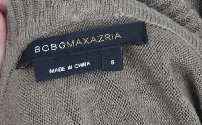 BCBGMAXAZRIA Women Beige Roll Neck Knit Jumper Size S Relaxed Fit