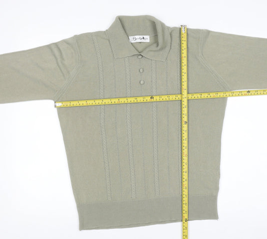 Berkertex Women's Green Collared Knit Jumper Size 16