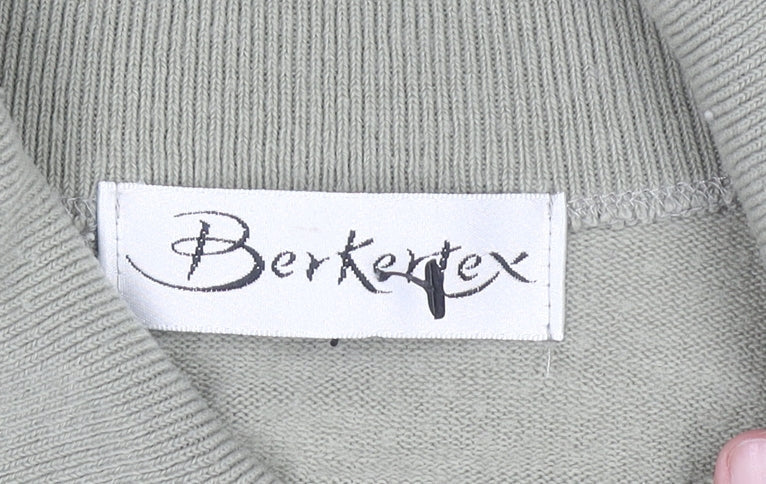 Berkertex Women's Green Collared Knit Jumper Size 16