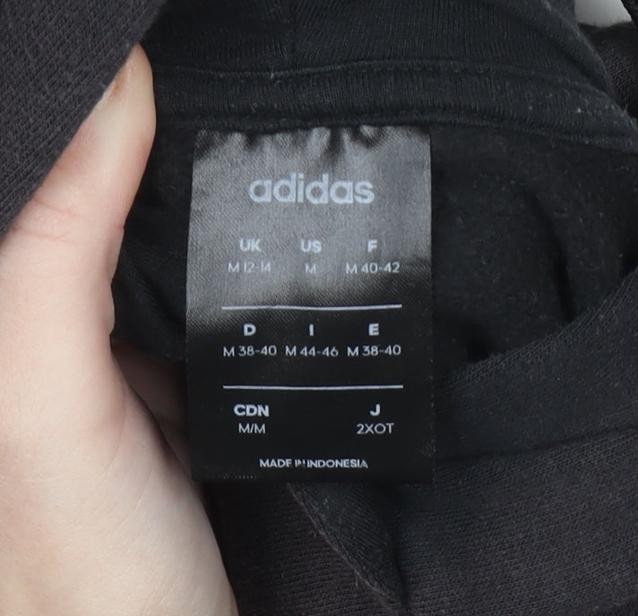 Adidas Womens Black Floral Logo Pullover Hoodie UK 12-14 M