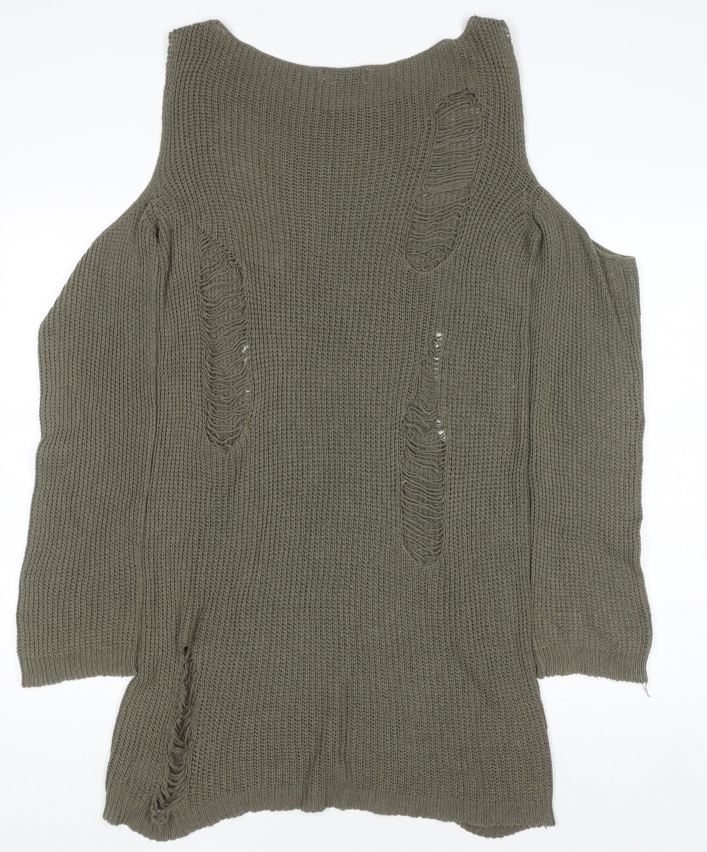 In The Style Women’s Green Size 14 Cold Shoulder Distressed Jumper Dress