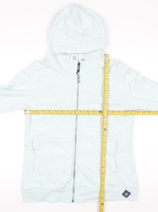 Superdry Women Light Blue Full Zip Hoodie Size L Cotton Blend