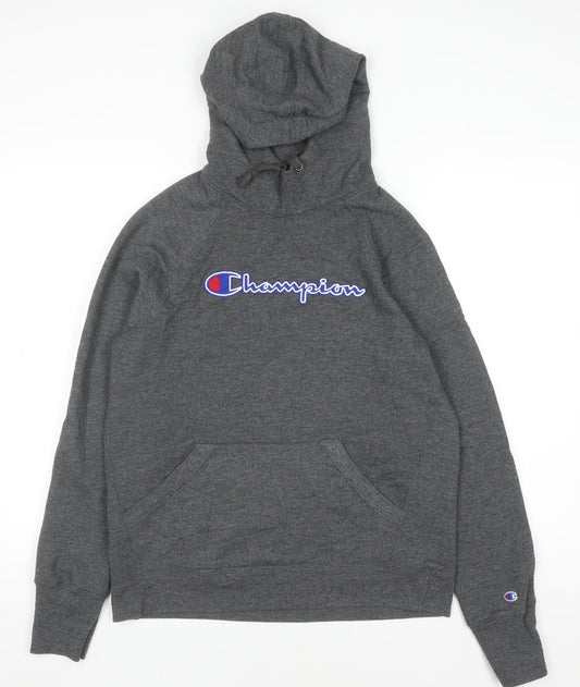 Champion Men's Grey Pullover Hoodie Small Embroidered Logo
